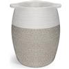 Rieeyrslza Cotone Cesto Intrecciato Curvo 40L Cesto Portabiancheria in Corda Intrecciata con manico, in Soggiorno, Magazzino, Decorazione Cestini Stoccaggio 30 x 45 CM (Bianco+Marrone)