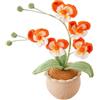 Magicherry Orchidea Phalaenopsis fatta a mano all'uncinetto con piante in vaso artificiali lavorate a maglia, fiori di orchidea Phalaenopsis con squisito vaso per Natale, compleanno, laurea, regali