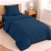 Twinzen Set Copripiumino Singolo - 3 Pezzi - Copripiumino 140x200 cm, Lenzuolo con Angoli 90x190 cm, 1 Federa 65x65 cm - Microfibra Spazzolata, Oeko-Tex - Blu Scuro