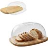 OCEANO Portapane Portaformaggi in Bambù con Coperchio a Cupola Trasparente Tagliere in Legno Naturale con Campana Salvafreschezza per Alimenti, Dolci e Affettati Design Moderno ed Elegante