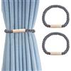 TopHomer 2 nastri magnetici per tende, tessuto a mano in cotone, fibbia magnetica con fibbia in legno, decorazione per casa e ufficio (grigio)