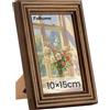 Feihorrm Cornice portafoto vintage, 10x15 cm in legno massiccio di noce, con vetro temperato, cornice per foto in noce, adatta per esposizione a parete e su tavolo (marrone scuro, 10x15 cm)