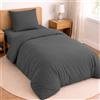 Twinzen Set Copripiumino Singolo - 3 Pezzi - Copripiumino 140x200 cm, Lenzuolo con Angoli 90x190 cm, 1 Federa 65x65 cm - Microfibra Spazzolata, Oeko-Tex - Grigio