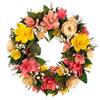 COM-FOUR® Ghirlanda per la porta con fiori di legno - Ghirlanda decorativa da tavolo - Ghirlanda con gancio - Diametro ca. 30 cm