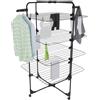Arreditaly Stendibiancheria Da Pavimento Con Rotelle Stendino A Torre Verticale In Acciaio Con 4 Ripiani e 2 Appendi Grucce Pieghevole Salvaspazio Per Biancheria Lenzuola Panni 168.5 x 71 x 71 Cm (Nero Opaco)