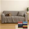 Generico Telo Copritutto Grandfoulard Multiuso Tinta Unita - Copridivano, Copriletto Letto Matrimoniale 240 x 280 cm - Misto Cotone Made in Italy - Grigio