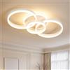 Amdelne Lampada da Soffitto Dimmerabile con Telecomando, 65cm, 50W,Plafoniera Design Moderno a 3 anelli, per Soggiorno, Camera da letto e Cucina, con Luce Notturna e Funzione Memoria, colore bianco