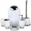 GMMH - Set di 6 accessori da bagno, con dispenser per sapone, porta saponetta e scopino per WC (bianco)