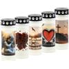 Horeca Candles - Ceri Votivi con Parapioggia - Durata 7 Giorni - Set da 5 Lumini per Cimitero - Cera Bianca - Candela Tombale con Decorazioni