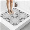 BLESWIN Tappetino Antiscivolo Doccia Quadrato 70x70 cm in PVC Luffa per Doccia, Tappeto Bagno Antiscivolo per Bagno con Fori di Drenaggio, Tappeto Vasca per Vasca da Bagno, Antimuffa, Geometria grigia