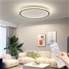 Mikeru Plafoniera LED 60 cm Tonda ⌀ - Moderna lampada da soffitto dimmerabile con telecomando (3000K-6000K) - Nero acrilico per soggiorno, camera da letto, cucina, sala da pranzo - Illuminazione LED