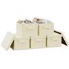 WOLTU Scatola Portaoggetti Pieghevole, Set di 5 Ceste in Tessuto, Cubo Portaoggetti con Coperchio e Maniglie, per Vestiti, Libri e Giocattoli, Crema, 38x20x27 cm