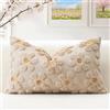 Artscope 1 Pezzi Primavera Estate Federe in Lana Corta Velluto Copricuscini Morbido Decorativo Fodere per Cuscino Lusso Stile per Divano Camera da Letto Fiori Marrone Beige 40x60 cm