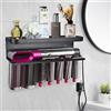 Morwealth Supporto per Dyson Airwrap, supporto da parete 2 in 1 Dyson Airwrap, supporto da parete per bigodini, bigodini, asciugacapelli, supporto per asciugacapelli, per casa e bagno