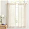 Vangao Tende da cucina moderne, colore beige, effetto lino, set da 2 pezzi, 65 x 115 cm, boho Curtains in pizzo, con passante, stile rustico, traslucide