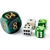 BESCON DICE Set di 5 dadi da 30 mm per Backgammon con perla - Dadi da 30 mm (1 3/16) grandi per Backgammon Cubo di raddoppio più 4 dadi da 16 mm (marmo verde/bianco)