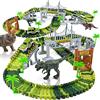 TONZE Pista Macchinine con Dinosauro Auto Giochi Bambini 3 Anni,Pista Flessibile Giocattolo Giocattoli Pista Macchinine per Bambini Dinosauri Ragazza Ragazzo 3 4 5 6 Anni, 142 Pezzi
