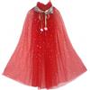 Proumhang Capo Principessa per Ragazze,Mantello Principessa Colorato,Paillettes Scintillanti Tulle Principessa Fancy Dress,Halloween Carnevale Mantello Rosso L