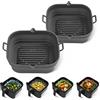 Loveuing [2 Pezzi]Loveuing Teglia Silicone Friggitrice Aria-Quadrato-Riutilizzabile | Teglie Friggitrice Aria-Facile Pulire Contenitore Friggitrici Aria da 5,5 L a 7,6 L-Accessori Friggitrice ad Aria-21.6cm