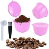 Verdant Touch Set di capsule riutilizzabili in acciaio inox con filtro da caffè ricaricabili per macchina da caffè Dolce Gusto (viola, 3 capsule, 1 cucchiaio, 1 pennello)