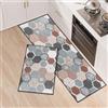 Fecialy Set di tappetini da cucina 2 pezzi Tappeti da cucina con supporto in silicone addensato antiscivolo e assorbenti lavabili per cucina, sala da pranzo, ingresso, 43x75CM+43x150CM
