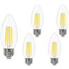 Linqzxz Ampadina LED E27 a forma di candela, Lampadine a vite Edison, 6W equivale a 60W, Bianco freddo 6000K C35 Lampadine in vetro a candela, 600lm, Confezione da 5 pezzi [Classe di efficienza energetica F]