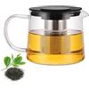 VEGOATY Teiera in vetro, 1,5 l, resistente al calore, con colino da tè in acciaio inox rimovibile e coperchio, teiera con inserto per colino, teiera termica per tè fiorito e tè alle foglie sciolto