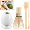 BAIFULAI Matcha Set di 4 fruste in bambù, setole per whisk 70, porta pennelli da tè in ceramica, accessori per matcha
