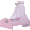 roba Lettino per Bambole Principessa Sophie, Accessori in Tessuto, Biancheria da Letto e Baldacchino, Rosa