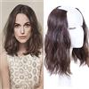 LesafeV Parrucca a forma di U ondulata, lunghezza media, lunghezza 30,5 cm, con clip in extension per capelli, colore marrone medio