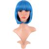 MapofBeauty 12 Pollic/30 cm Corto Lisci Flat Frange Bob Heat Resistente Sintetico Parrucche (Misto Vivid Blu)