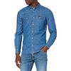 Wrangler Ls Western Denim Shirt Camicia in jeans, Uomo, Blu(Mid Stone), M