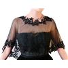 Ayliss Scialli da sposa in pizzo da donna, coprispalle ricamati, bolero, coprispalle da sera, per feste, Colore: bianco., taglia unica