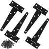 Wopanxye Confezione da 4 cerniere a T resistenti da 125 mm, in legno nero, 7 fori, con viti, angolo aperto 270, rivestimento antiruggine, per cancelli da giardino, recinzioni, persiane, rifugi per