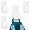 Danhol ® Set 4 Ganci Adesivi Bagno | Appendi Accappatoio Bagno Adesivo | Appendi Strofinacci Cucina | Ganci per Asciugamani Bagno | Appendi Asciugamani Bagno Adesivo Bianco