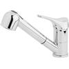 MP-SHOP IT Rubinetto Lavello Cucina | Doccetta estraibile | Miscelatore Monocomando Da Appoggio con doccetta estraibile | Acqua Calda e Fredda | Ottone Cromato | Attacco 3/8 | Kit Completo Installazione Facile