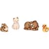 THUN - Set animali dell'aia - ceramica - Collezione Presepe Classico - anatra 2,1x1,8x2,2 cm - cane 4,2x2,7x2,7 cm - gatto 2,2x2,3x3,5 cm - coniglio 3x1,8x2,1 cm