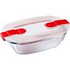 Pyrex Cook & Heat contenitore rettangolare per alimenti in vetro borosilicato con coperchio sfiatavapore per il microonde - cuocere in forno, conservare & riscaldare- 28x20cm -