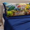 PETTI Artigiani Italiani - Lenzuola Matrimoniali Cotone con Federe in Stampa Digitale, Lenzuolo Completo Letto Matrimoniale Fantasia Ischia Blu Elettrico, 100% Made in Italy