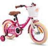 HH HILAND HILAND Petal Bicicletta Bambina 12 2-4 Anni, Bicicletta per Bambini con Ruote Stabilizzatrici, Freno a Mano, Freno a Pedale e Cestino, Viola