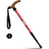 BAITER KRY, bastone per camminata o trekking, a forma di T, manico retrattile, in lega di alluminio Alpenstock, regolabile, palo telescopico, antiurto, red