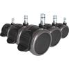 hjh OFFICE 619038 5x rotelle per pavimenti rigidi con freno di bloccaggio 10mm / 65mm rotelle per sedie da ufficio per pavimenti rigidi