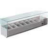 FORCAR Vetrina porta ingredienti con vetro da 7 bacinelle GN1/4 - cm 150 x 33 x 44.5 h
