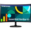 SAMSUNG Monitor Samsung Essential S3 S24D364GAU 24" Nero Full HD VA Curvo 100Hz