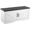 VEVOR Panca Portascarpe da Ingresso, Scarpiera 100 x 35,5 x 46 cm, Panca da Ingresso con Cuscino Imbottito, 2 Ante a Battente e Ripiano Altezza Regolabile, per Corridoio, Soggiorno, Bianco Nero