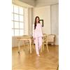 LINCLALOR PIGIAMA DONNA COTONE MANICA LUNGA APERTO LS175383 ROSA/LILLA
