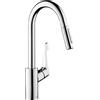 hansgrohe Cento - Rubinetto da cucina con doccetta estraibile (2 getti), Miscelatore cucina con altezza bocca, Rubinetto monocomando con bocca girevole, cromo, 14803000
