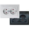 Levitantes Presa doppia - spina schuko bianco lucido e nero opaco, misure 84x116x40 mm, ideale per collegamenti elettrici multipli. *