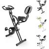Bigzzia Cyclette Bigzzia, cyclette pieghevole, cyclette con schienale, cyclette ergometro con resistenza magnetica, fino a 100 kg, nero