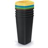 Prosperplast Set di bidoni per rifiuti Prosperplast COMPACTA Q DROP - Capacità: 4 x 25 l, Colore: nero riciclato